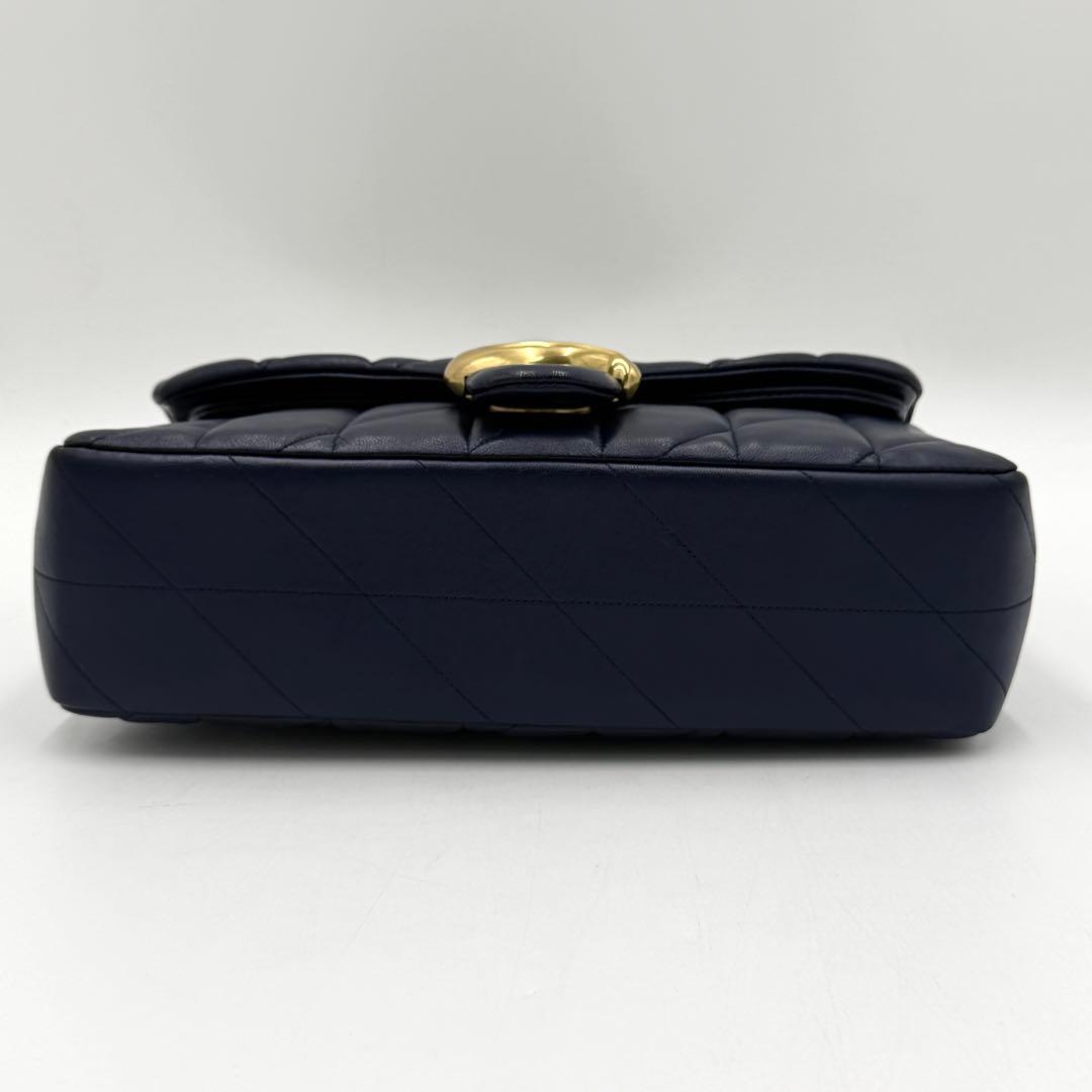 【美品】コーチ ショルダーバッグ タイムズスクエア タビー チェーン ネイビー