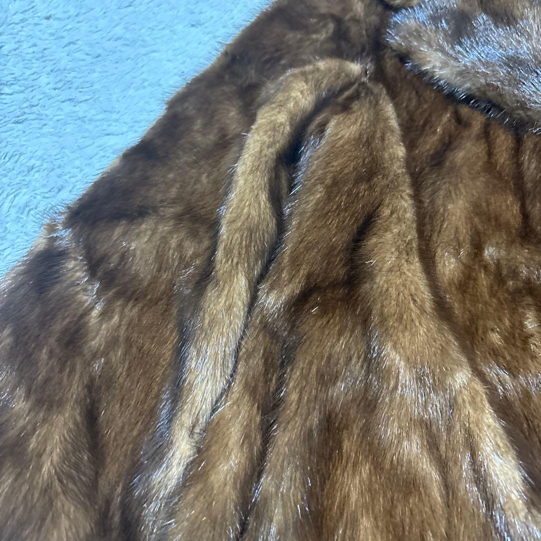 未使用タグ付　最高級　デミバフミンク　ブラウンミンク 襟付きファーコート　M相当