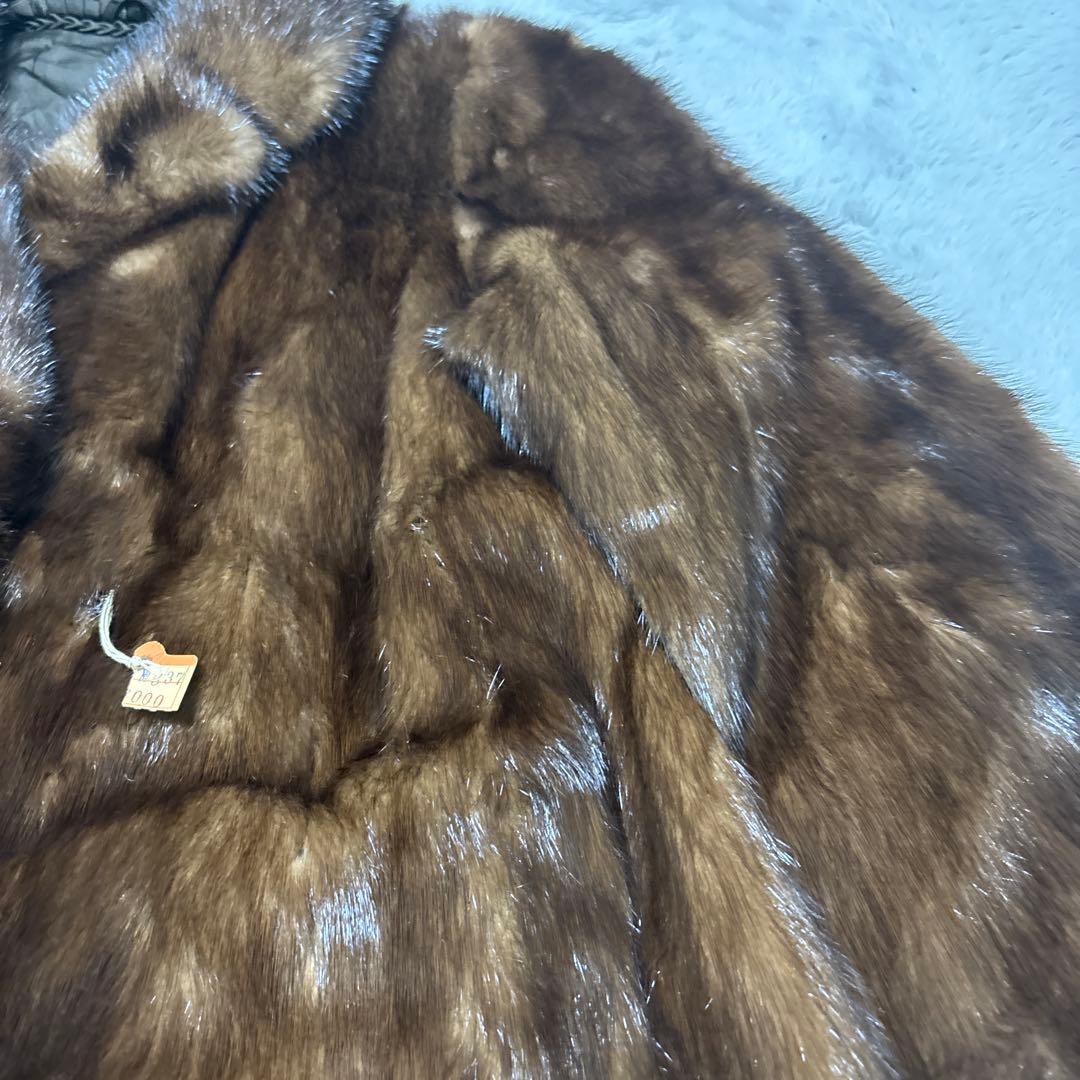 未使用タグ付　最高級　デミバフミンク　ブラウンミンク 襟付きファーコート　M相当