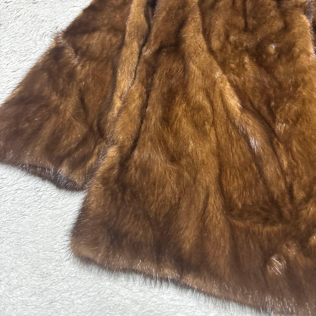 未使用タグ付　最高級　デミバフミンク　ブラウンミンク 襟付きファーコート　M相当