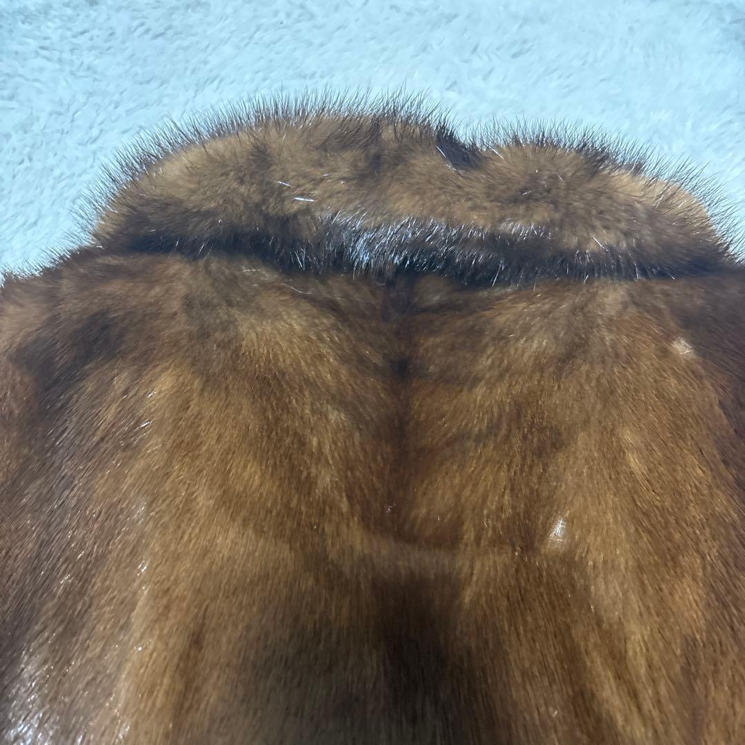 未使用タグ付　最高級　デミバフミンク　ブラウンミンク 襟付きファーコート　M相当