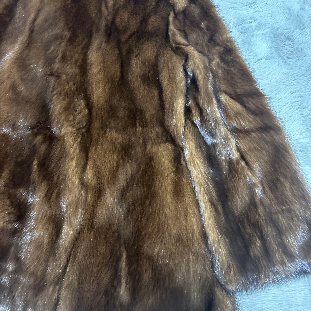 未使用タグ付　最高級　デミバフミンク　ブラウンミンク 襟付きファーコート　M相当