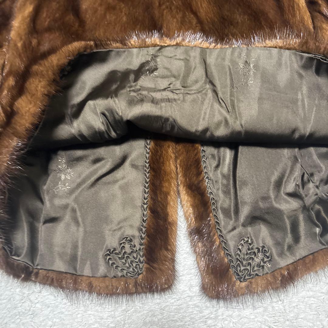 未使用タグ付　最高級　デミバフミンク　ブラウンミンク 襟付きファーコート　M相当