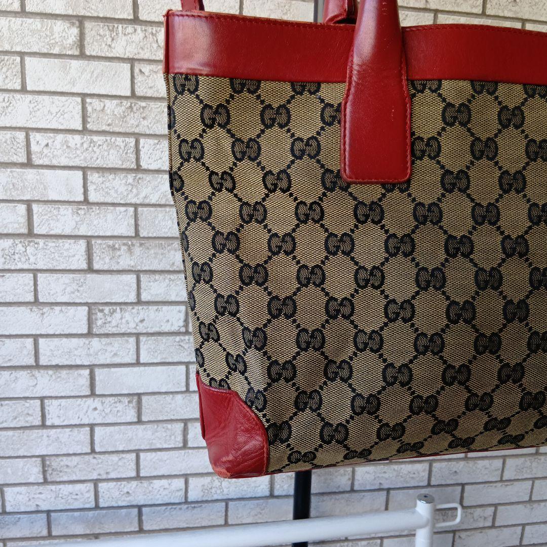 GUCCI グッチトートバッグ ベージュ/レッド