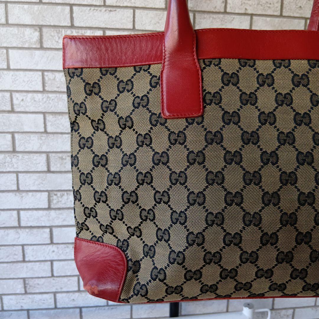 GUCCI グッチトートバッグ ベージュ/レッド