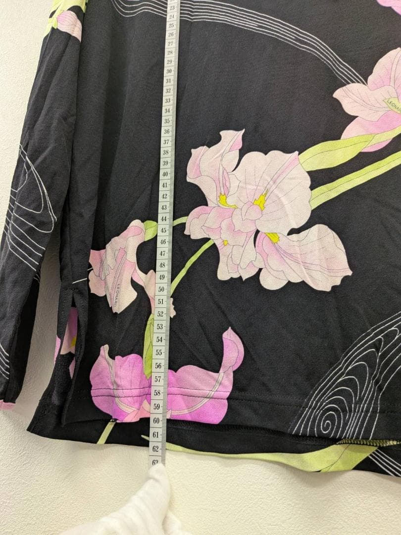 【未使用】 LEONARD レオナール ブラック 花柄 カットソー 40