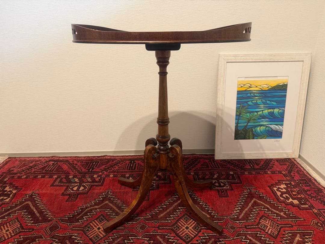 西洋アンティーク サイドテーブル マホガニー材 カフェテーブル 猫脚