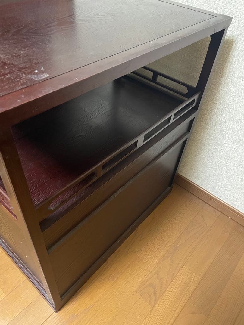 レトロ　キャビネット　チェスト　和風ダークブラウン収納家具 中型