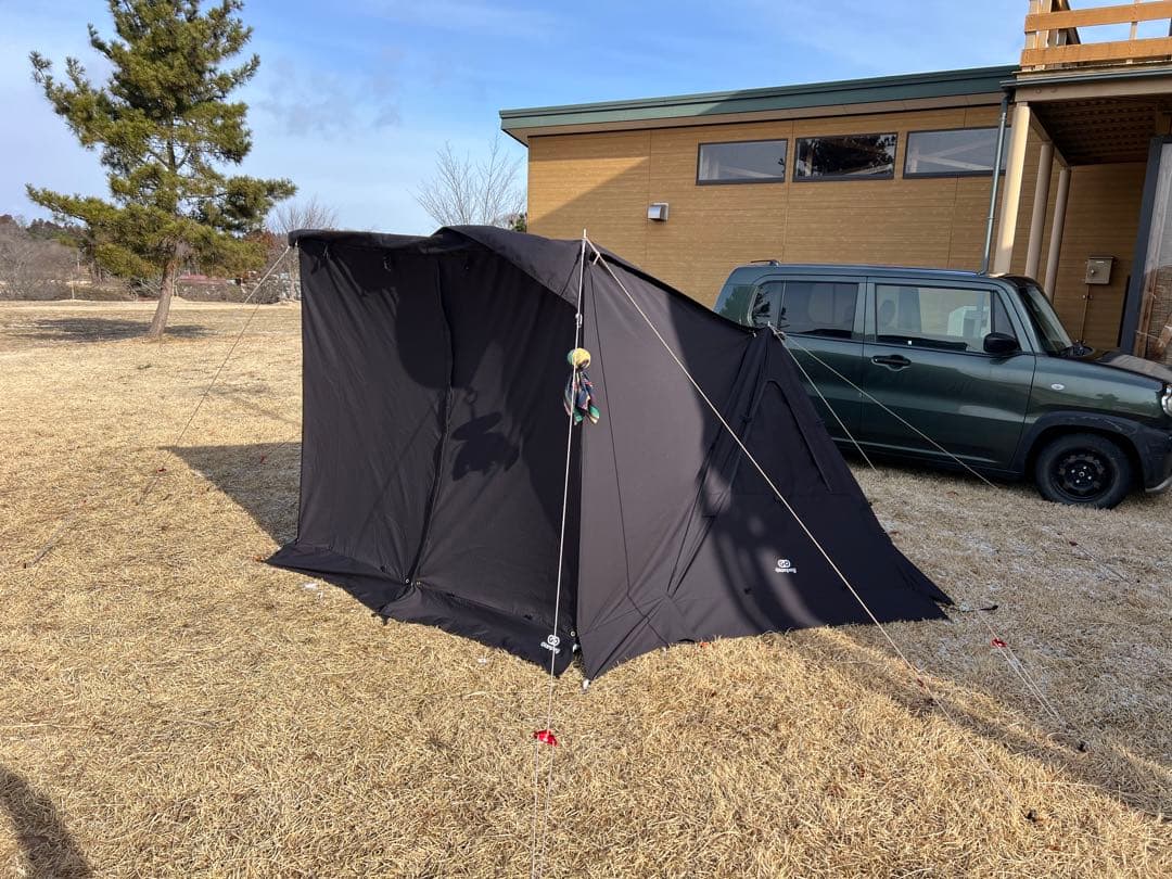 G.Gパップテント2.0ブラック 前幕二股ポール グランドシートセット