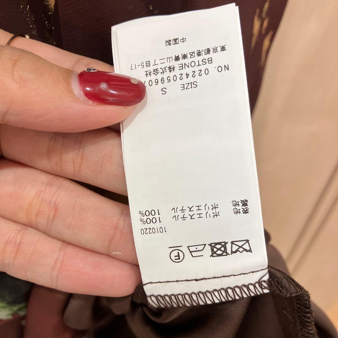 【新品】AMERI UND SCAN FLOWER DRESS　　Sブラウン