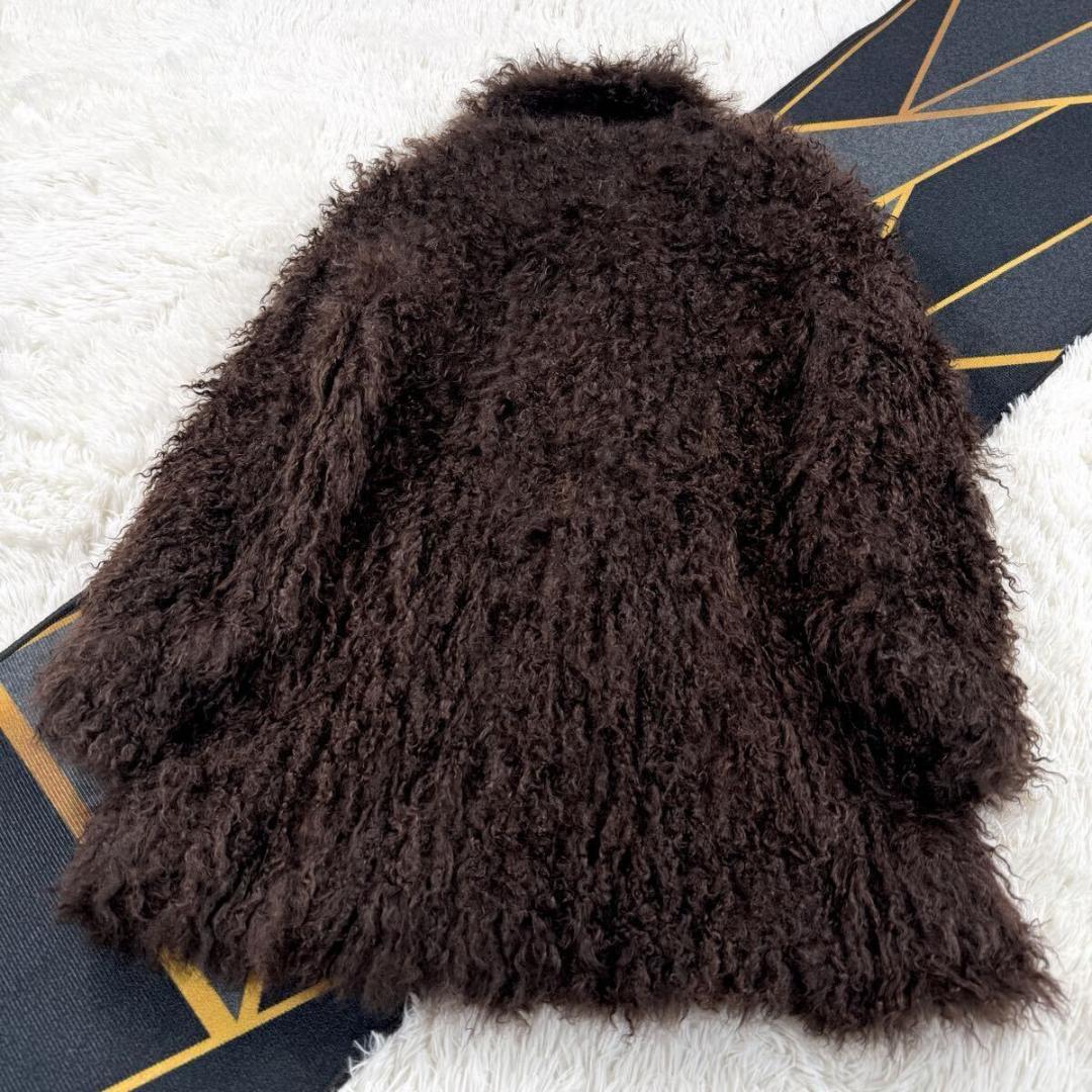 未使用品 【定価35万】チベットラム リバーシブル ブラウン コート AA194