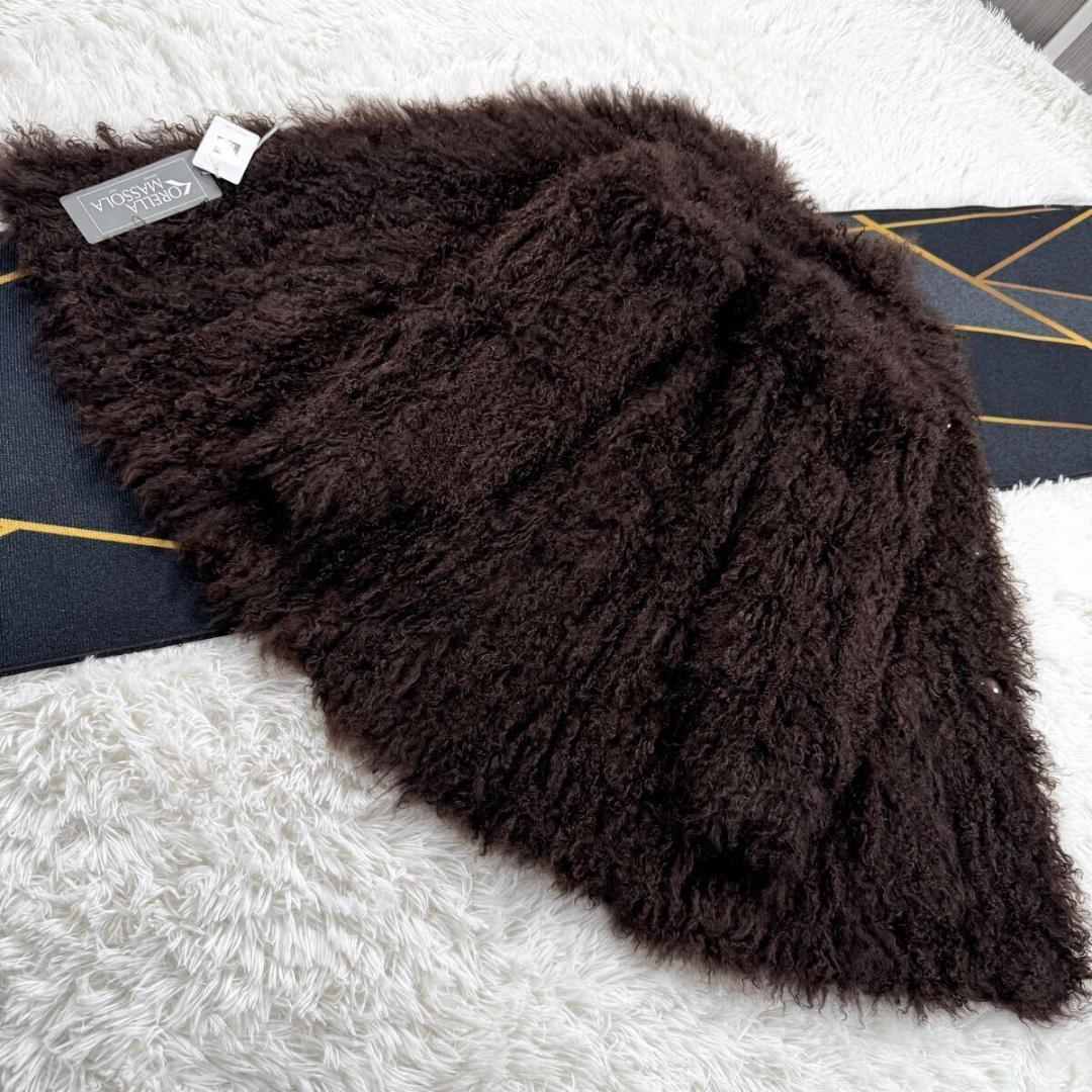 未使用品 【定価35万】チベットラム リバーシブル ブラウン コート AA194