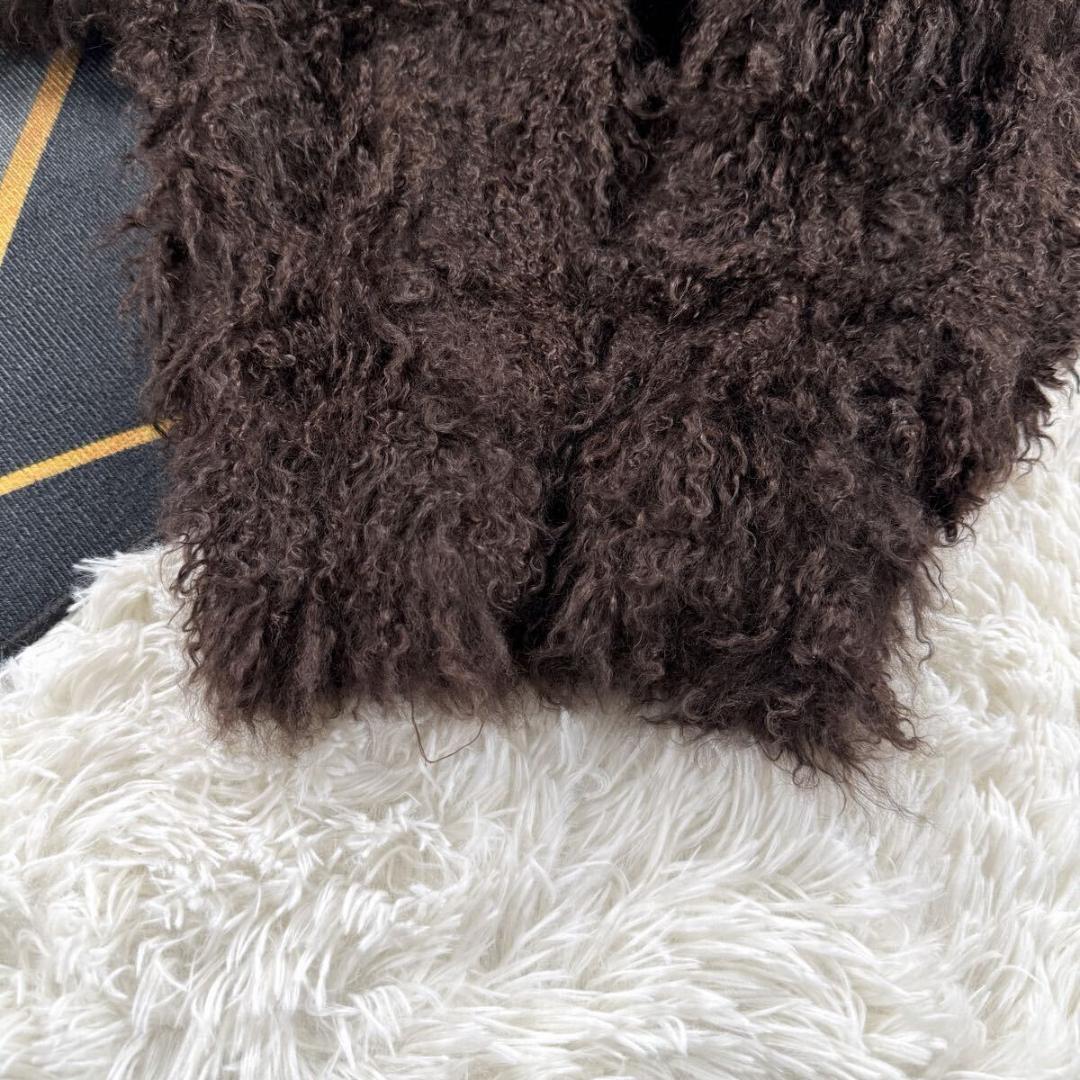 未使用品 【定価35万】チベットラム リバーシブル ブラウン コート AA194