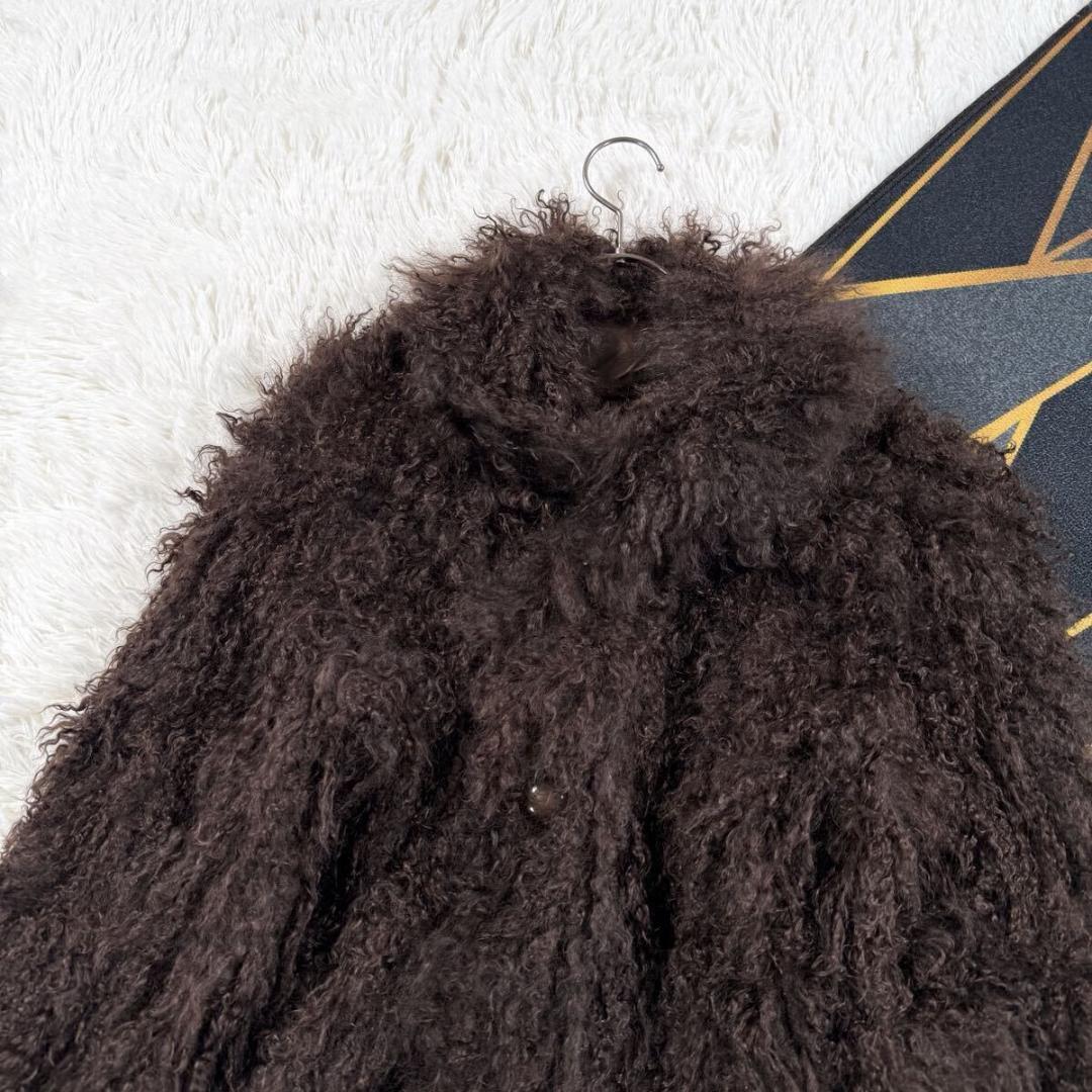 未使用品 【定価35万】チベットラム リバーシブル ブラウン コート AA194