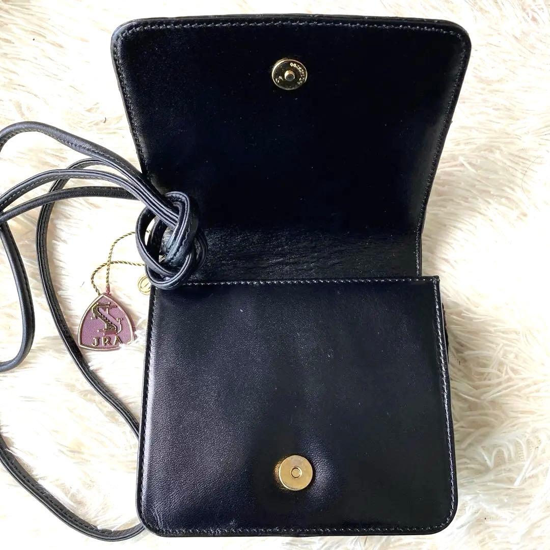 4万→新品*高級クロコダイル■JRA認定ショルダーウォレットバッグ 斜めがけ■黒