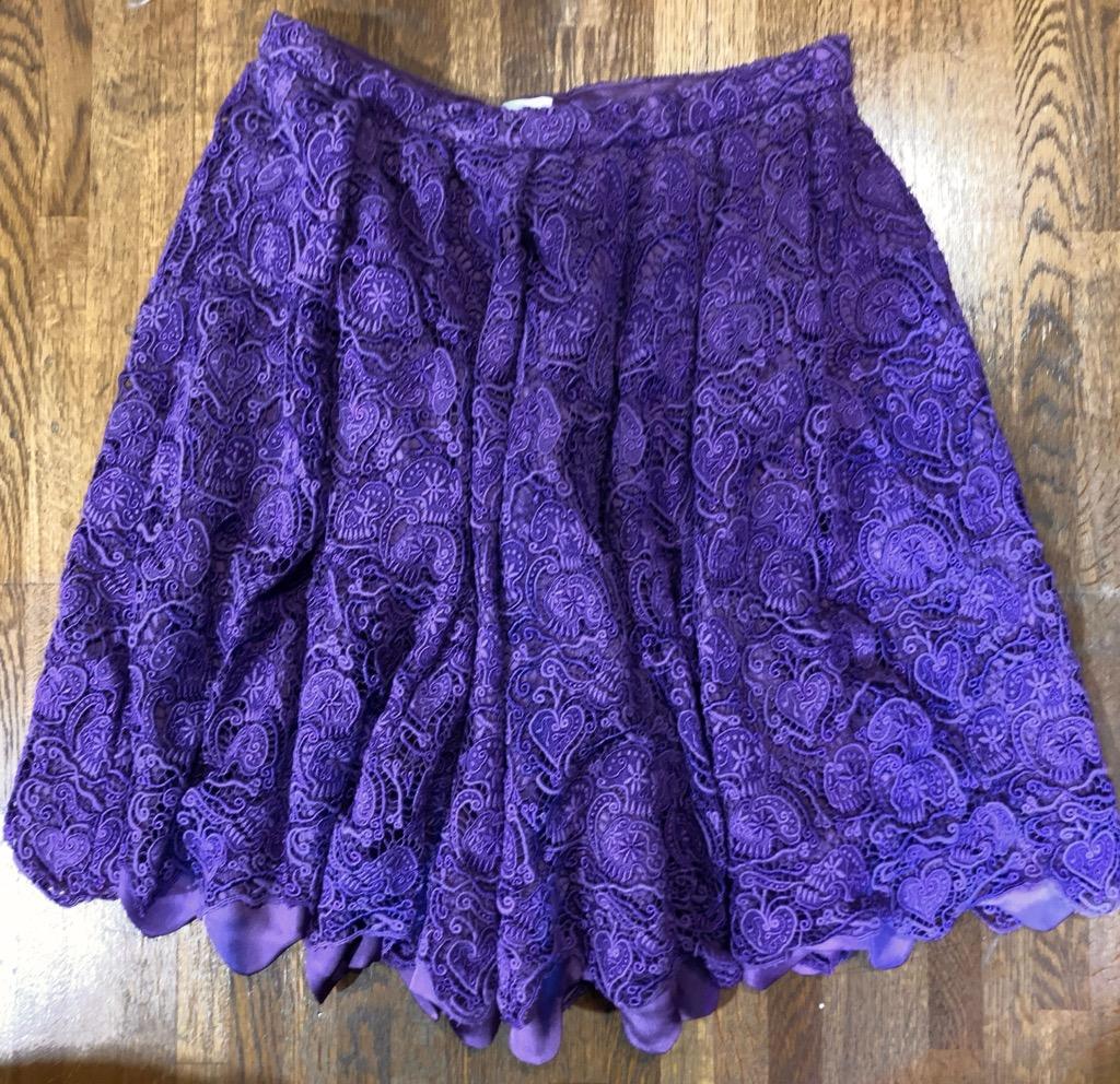 美品　アンダースカート UNDERCOVER 紫色 刺繍 フレアミニスカート