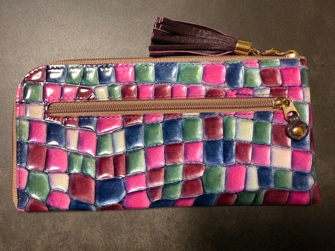 ATAO 長財布 マルチカラー タイル模様