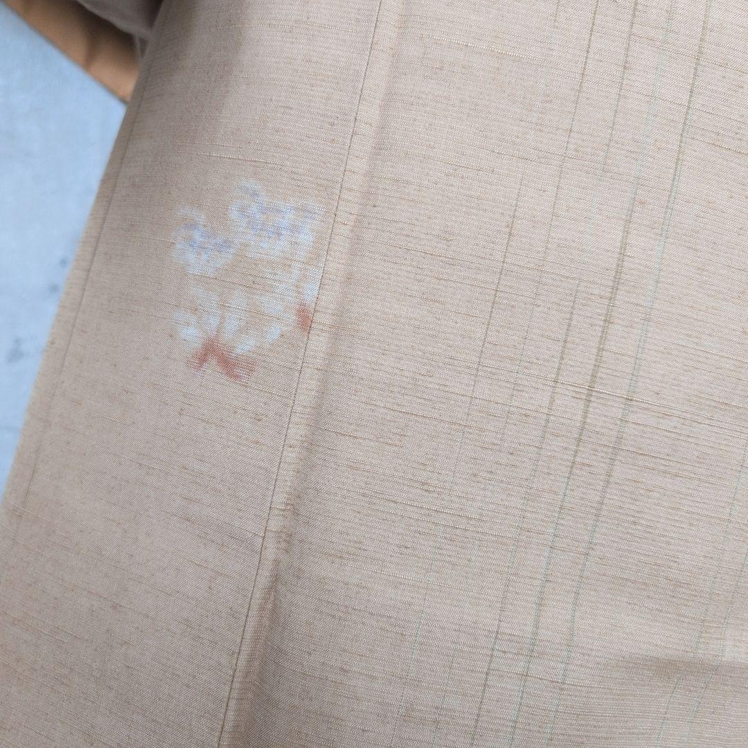 紬　フルセット　小紋　着物　正絹　ブラウンベージュ　着物生活　O8