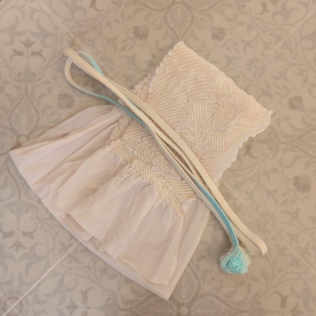 小紋　フルセット　着物　正絹　紺水色グレー　爽やか　花　麻模様　F7