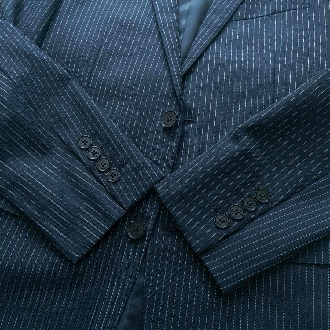 【美品】バーバリーブラックレーベル 3ピース スーツ 36R ストライプ 紺