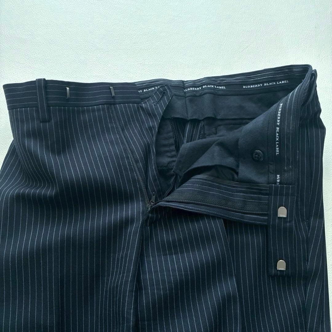 【美品】バーバリーブラックレーベル 3ピース スーツ 36R ストライプ 紺