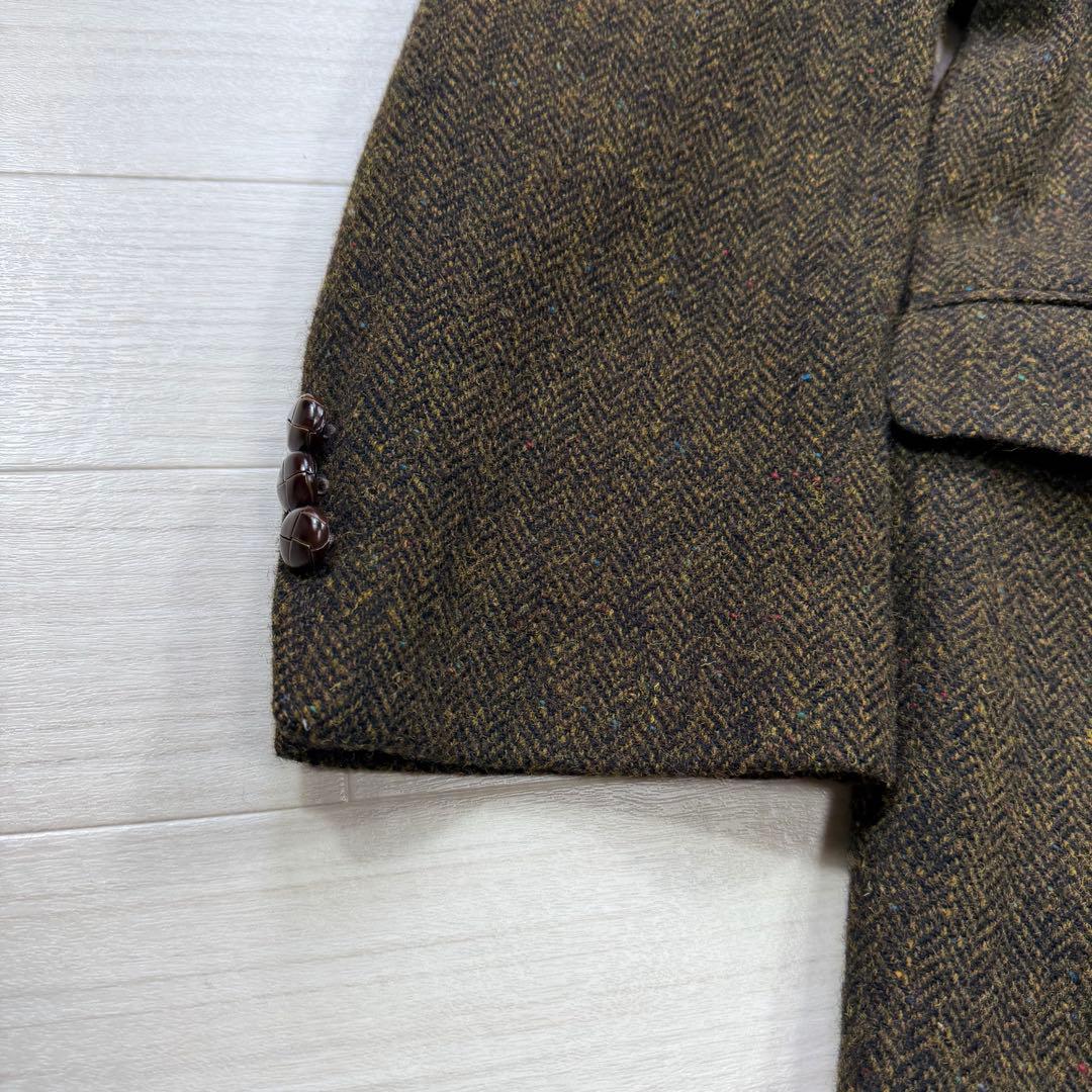 極美品 ハリスツイード ヴィンテージ ヘリンボーン ツイード 胡桃ボタン XL
