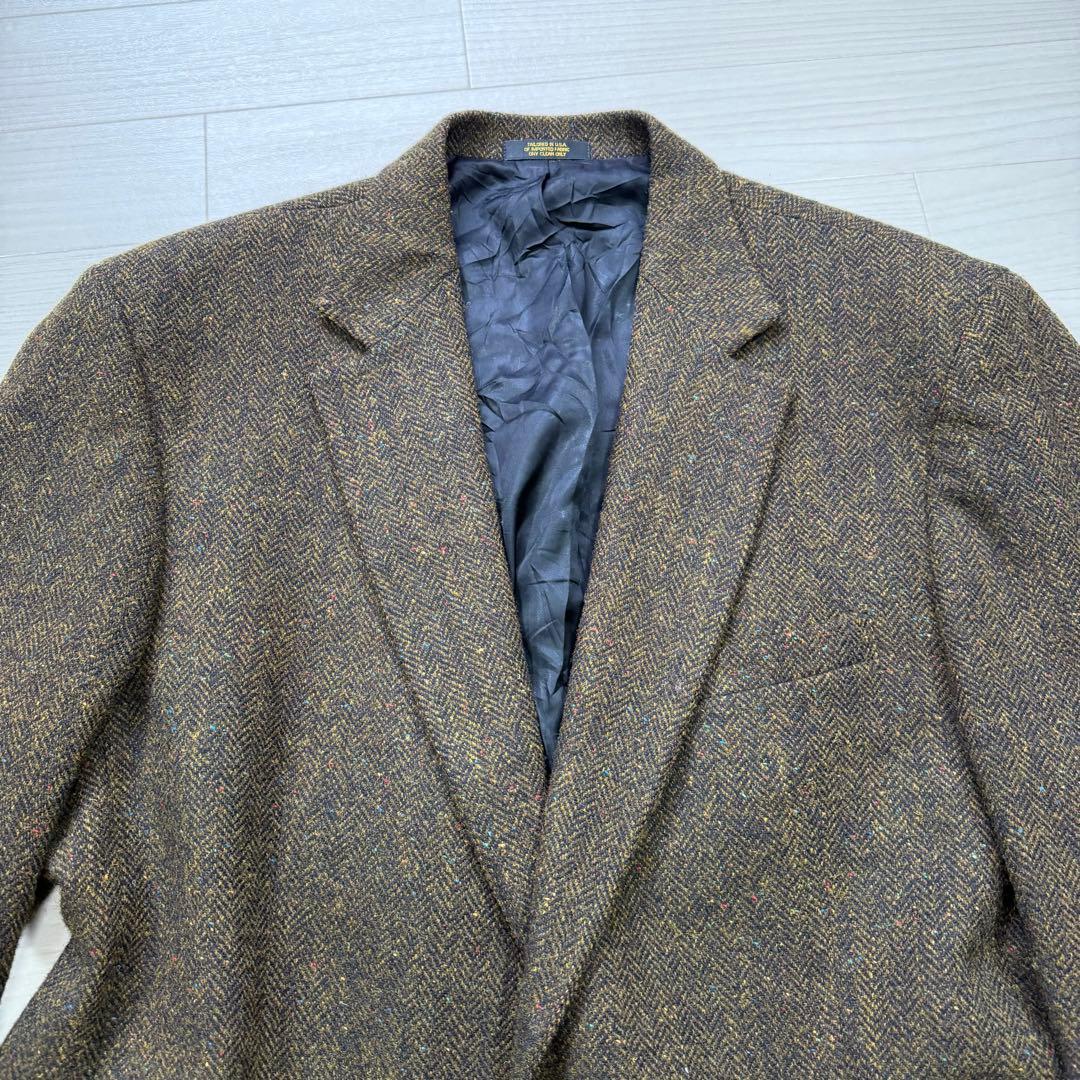 極美品 ハリスツイード ヴィンテージ ヘリンボーン ツイード 胡桃ボタン XL