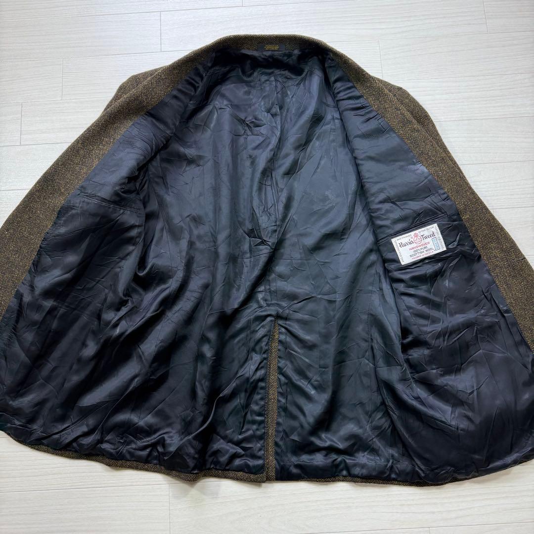 極美品 ハリスツイード ヴィンテージ ヘリンボーン ツイード 胡桃ボタン XL