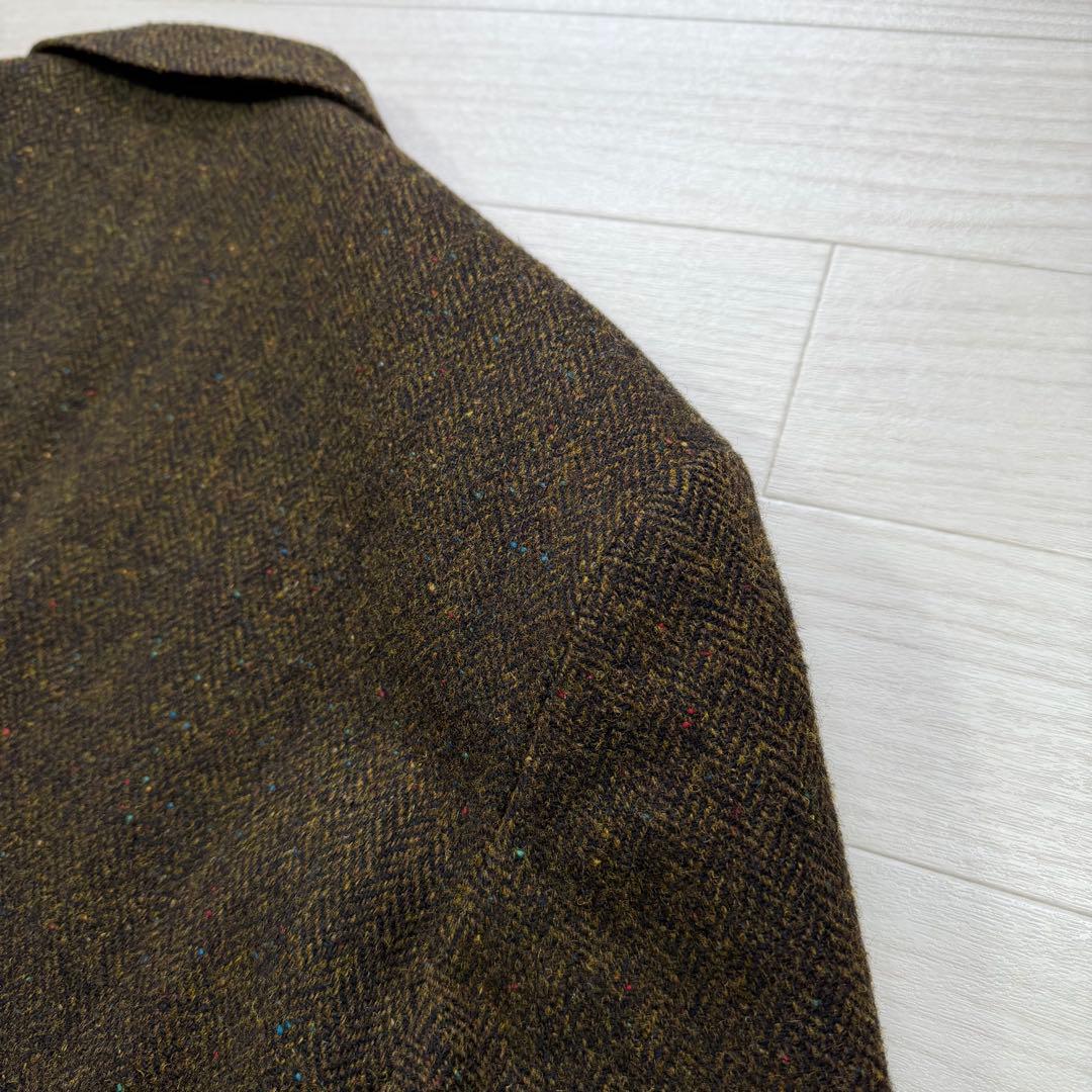 極美品 ハリスツイード ヴィンテージ ヘリンボーン ツイード 胡桃ボタン XL