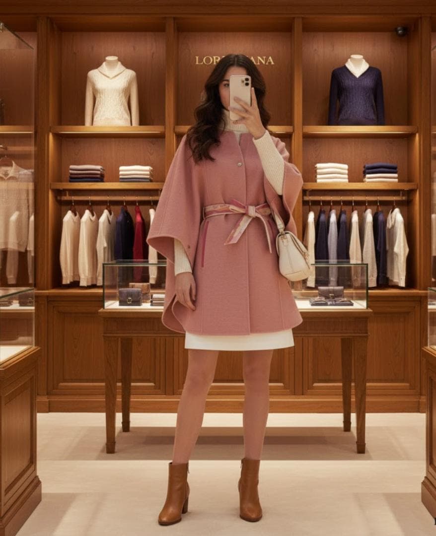 レア品★LOROPIANA★カシミヤ★ダブルフェイス★ケープ★コート