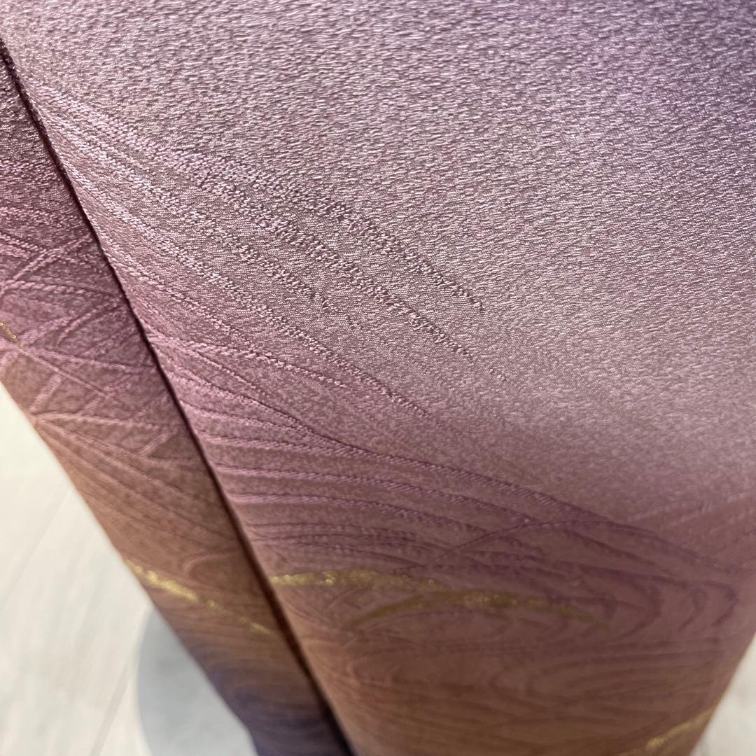 正絹付下げ 紫 作家、落款、一つ紋