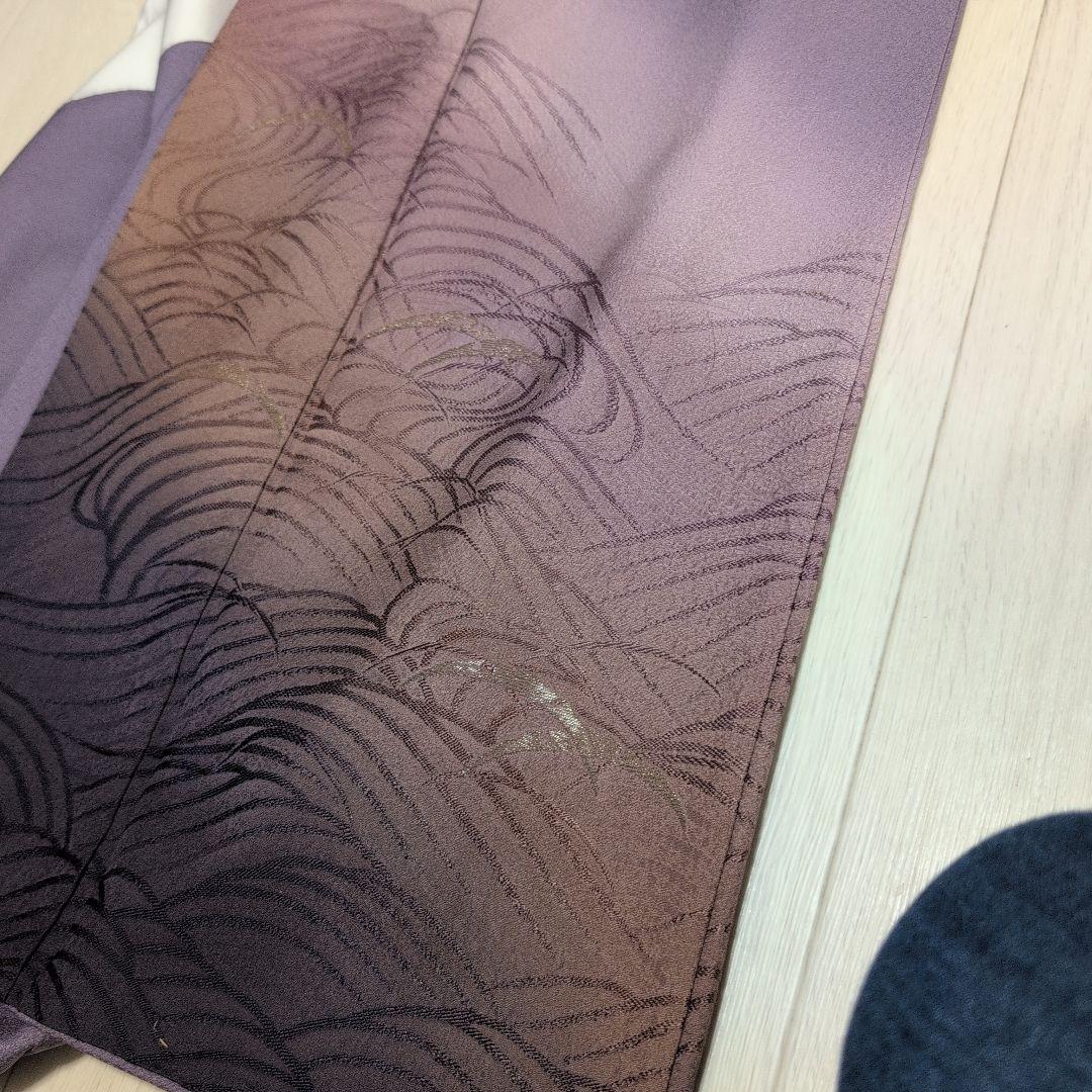 正絹付下げ 紫 作家、落款、一つ紋