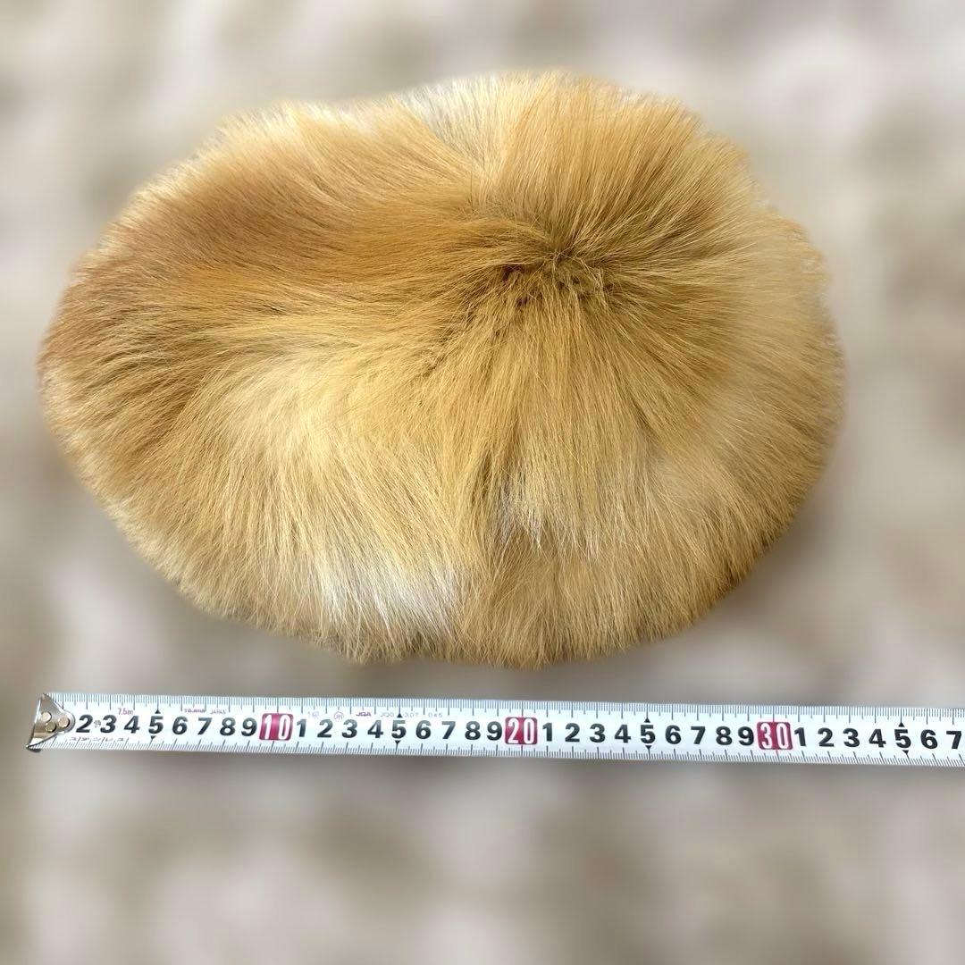 本*二様 【新品未使用】キタキツネの尻尾付き帽子 (リアルファー)