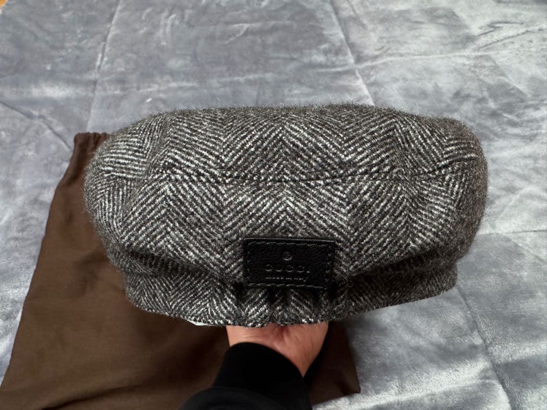 GUCCI ヘリンボーン カシミヤ ドライバーズキャップ キャスケット 新品同様