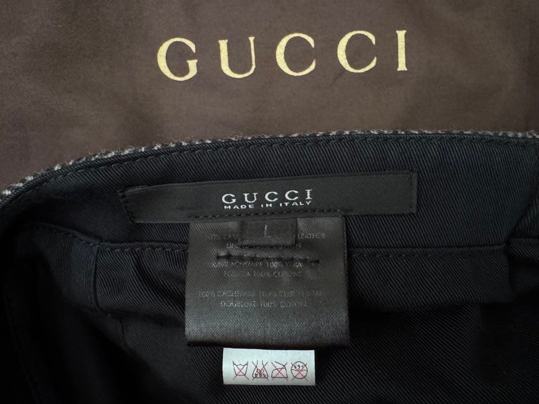 GUCCI ヘリンボーン カシミヤ ドライバーズキャップ キャスケット 新品同様