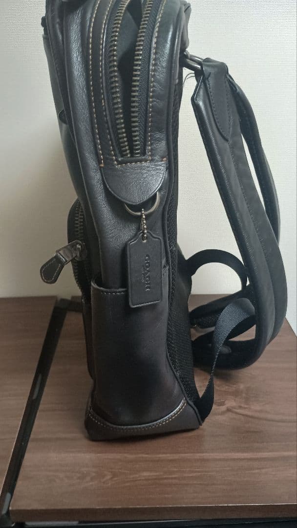 COACH コーチ メンズ 黒 レザー バックパック リュック ビジネス