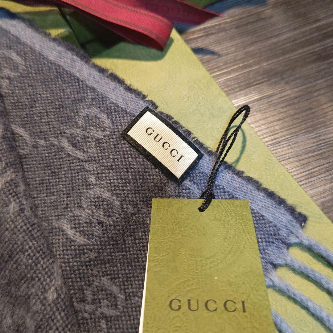 ❤新品箱袋付❤ GUCCI マフラー ストールショール スカーフ❤ネイビー❤