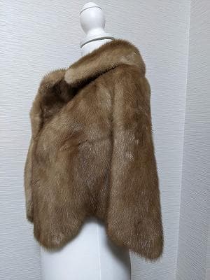 209　パステルミンク　毛皮　ボレロ　ケープ　コート　マント　ポンチョ　ショール