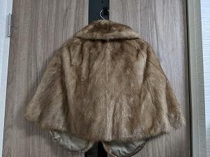 209　パステルミンク　毛皮　ボレロ　ケープ　コート　マント　ポンチョ　ショール