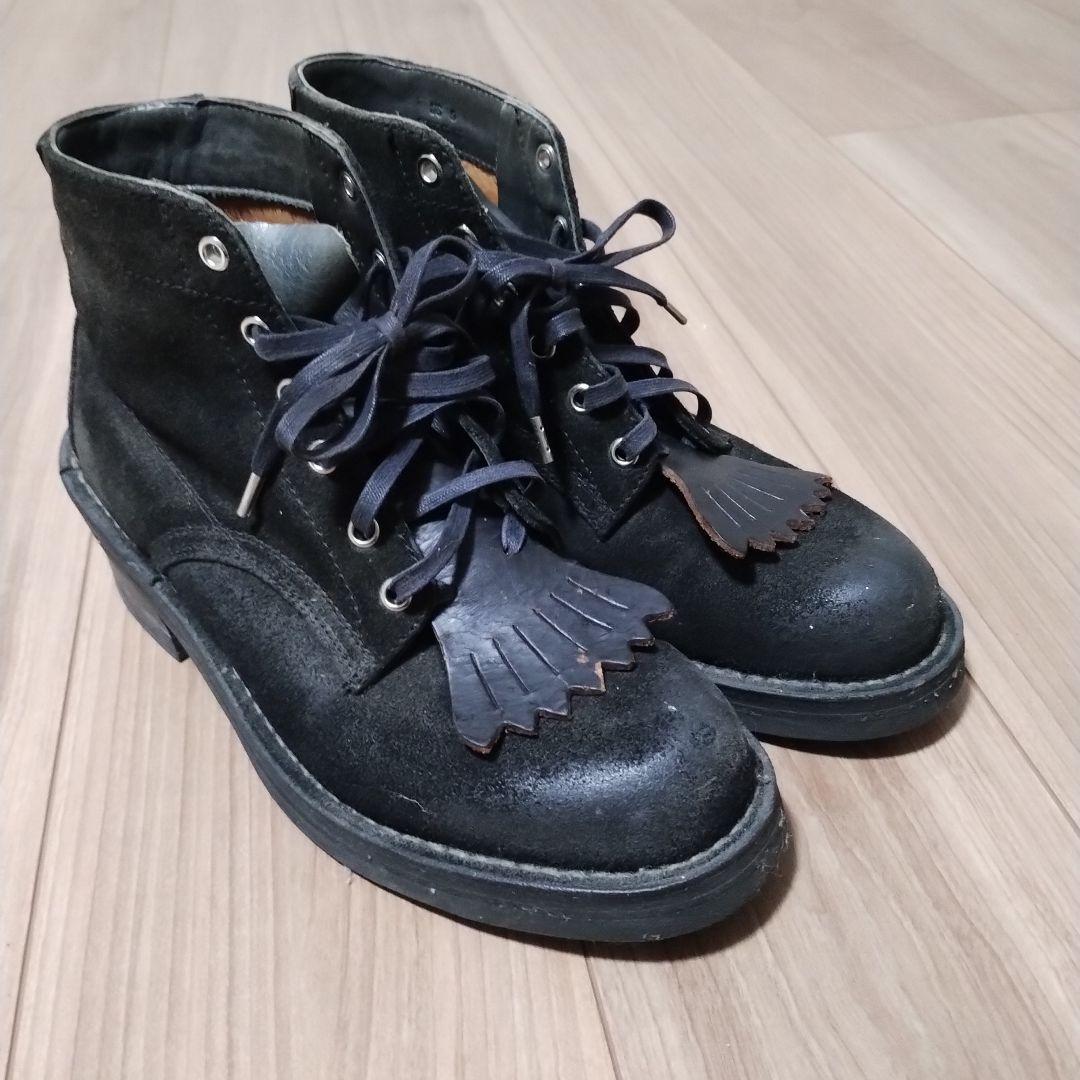 【BEAMS】フリンジ付ダークブラウンスエードワークブーツUS9