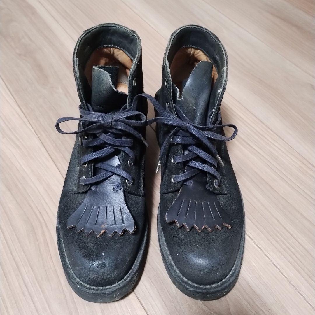 【BEAMS】フリンジ付ダークブラウンスエードワークブーツUS9