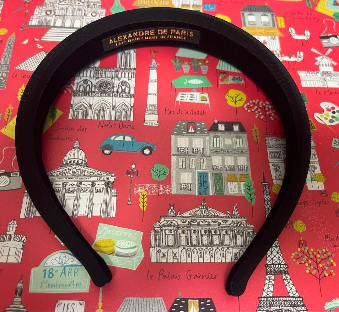 ばななALEXANDRE DE PARIS サテン カチューシャ ブラック