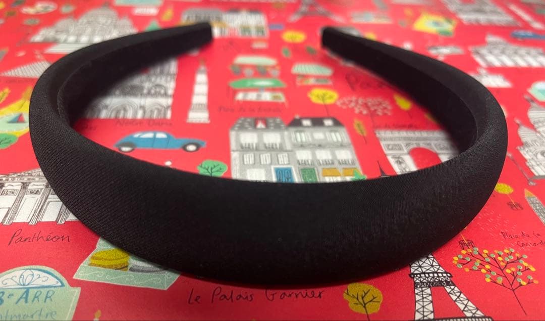 ばななALEXANDRE DE PARIS サテン カチューシャ ブラック