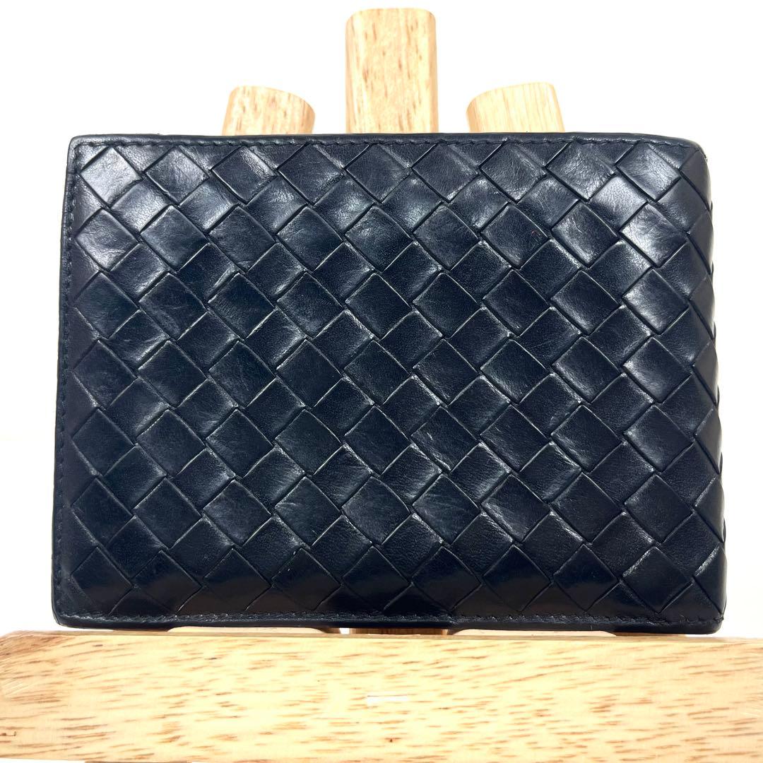 ボッテガヴェネタ　二つ折り財布　イントレチャート　コンパクト　スクエア　本革