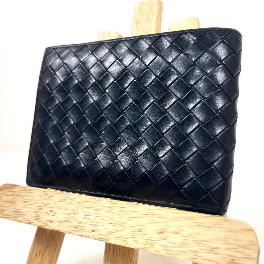 ボッテガヴェネタ　二つ折り財布　イントレチャート　コンパクト　スクエア　本革
