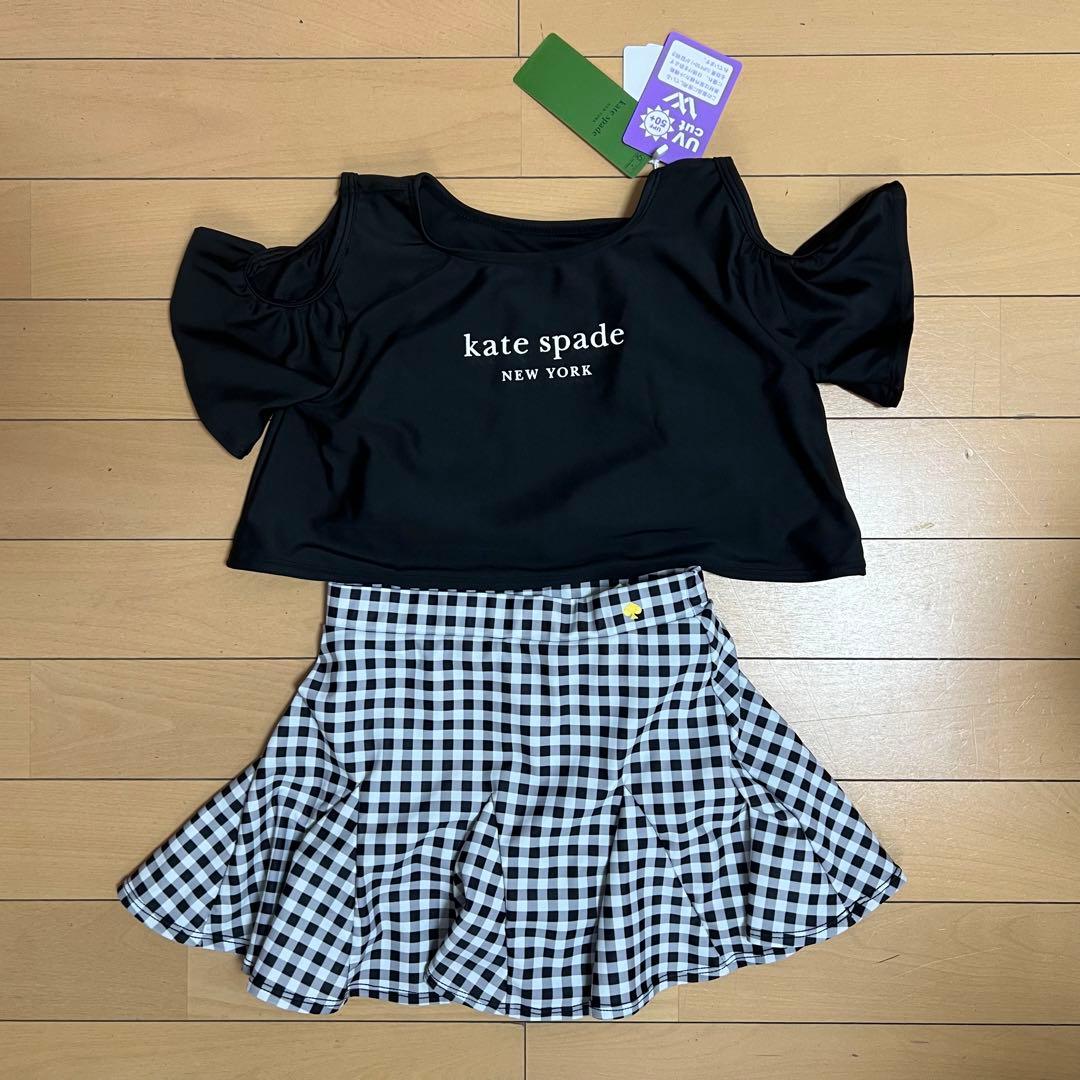 新品katespadeケイトスペードギンガムスイムウェアS110-120cm水着