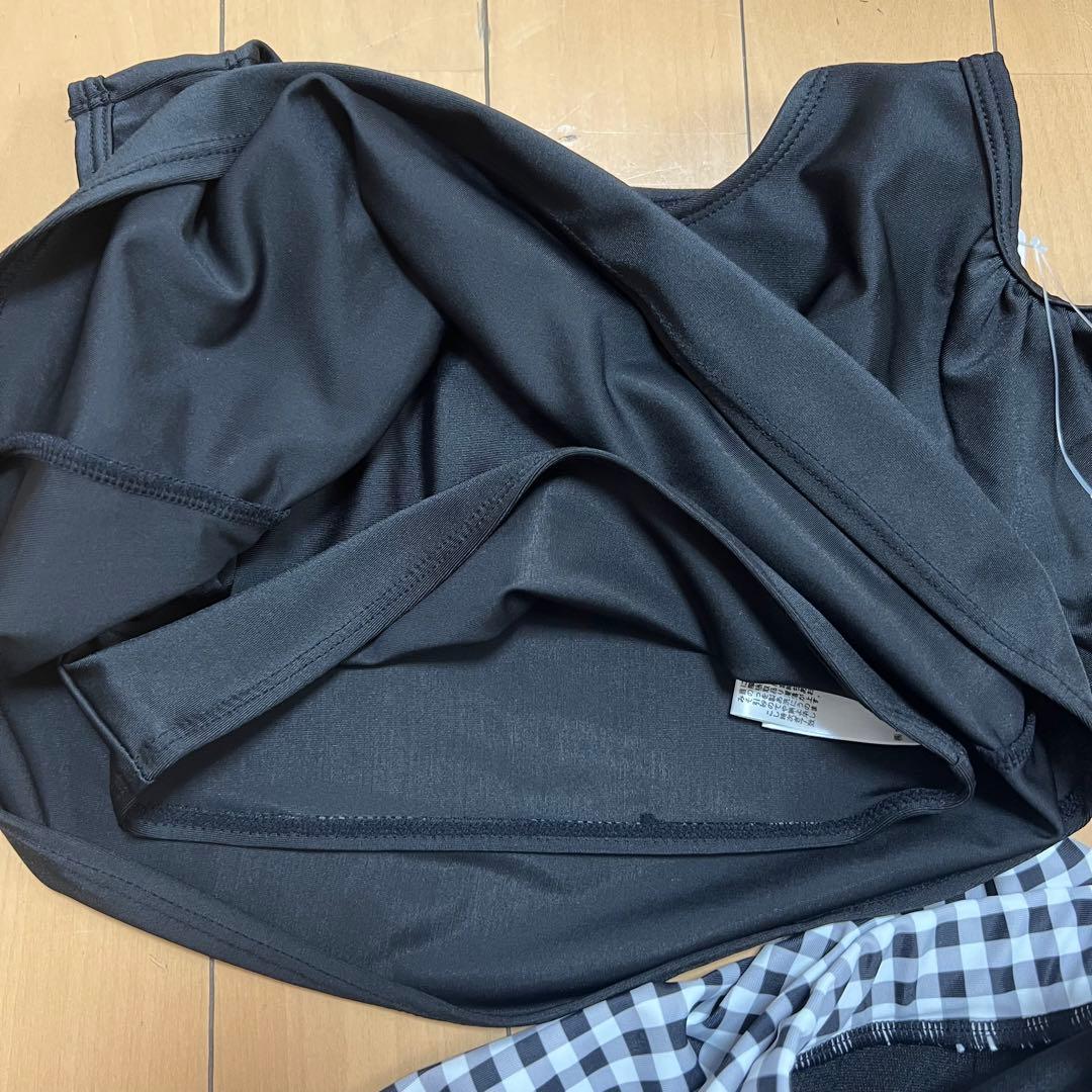 新品katespadeケイトスペードギンガムスイムウェアS110-120cm水着