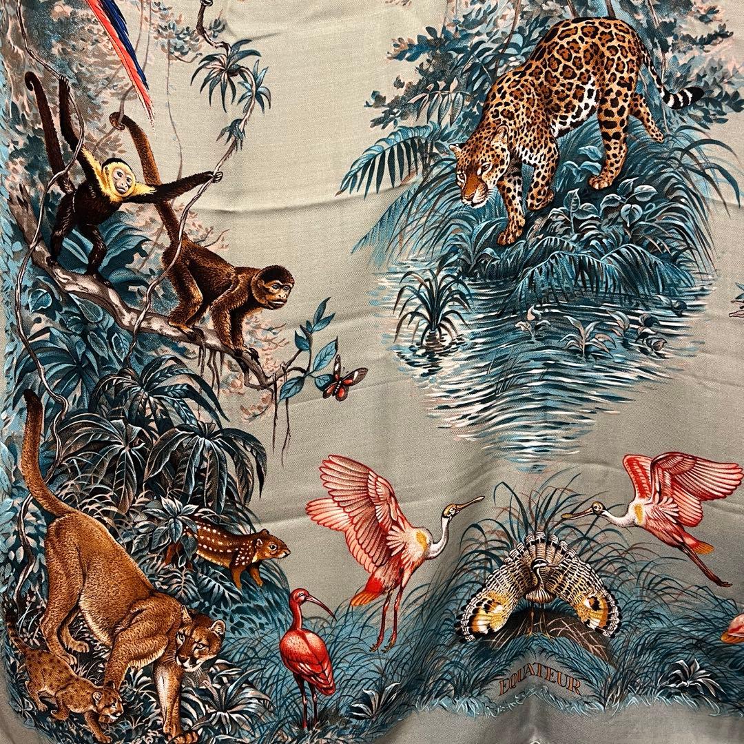 【美品】HERMESカレジェアン140 EQUATEUR 赤道直下 高級生地