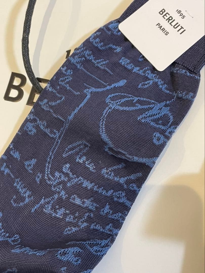 新品タグ付未使用⭐︎ベルルッティ カリグラフィー ソックス　コットン⭐︎ネイビー