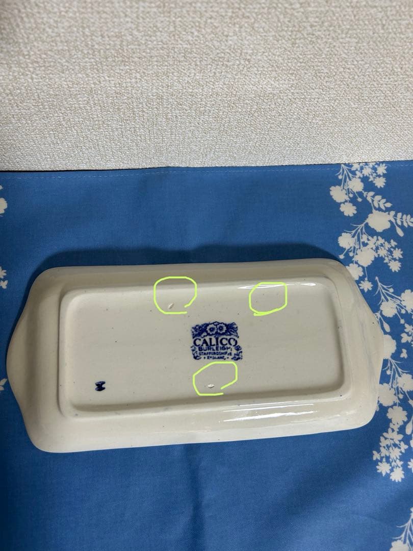 BURLEIGH 長方形皿 ネイビー花柄　ブルーCALICO ヴィンテージ